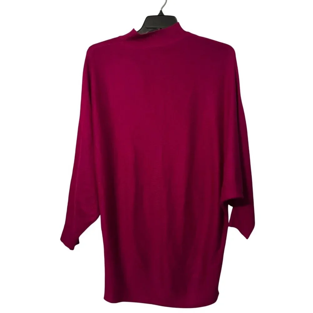 Magenta Mock Neck Batwing Sleeve Knit Dress By Before You Size S 100% Acrylic dr - Picture 8 of 12